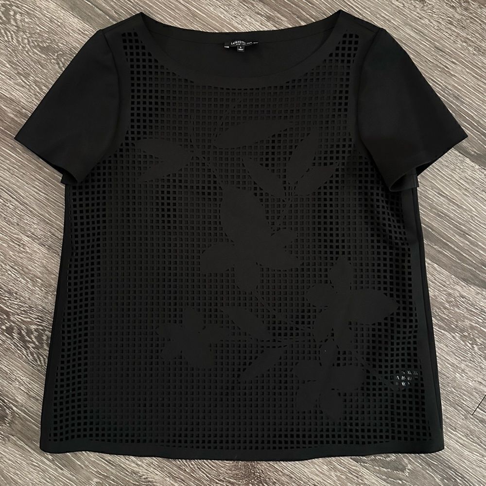 Lafayette 148 short sleeve cut out detail top